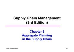 Chapter 8 Aggregate Planning in the Supply Chain