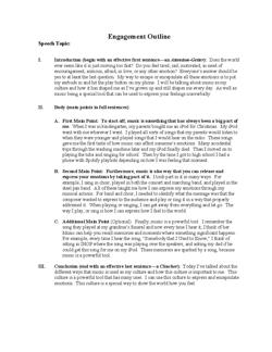 Engagement Outline Speech Topic: I Introduction Begin