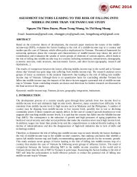 ASESSMENT FACTORS LEADING TO THE RISK OF FALLING INTO MIDDLE INCOME TRAP: VIETNAM CASE STUDY