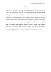 Implications of Levels of Processing on Recall Performance