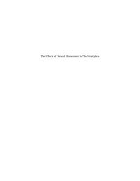 The Effects of Sexual Harassment in The Workplace
