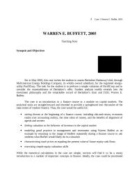 Warren Buffett Case Analysis
