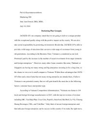 Marketing 300 – Marketing Plan Synopsis