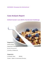 United Cereals Case Analysis