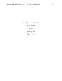 Reporting Practices and Ethics Paper