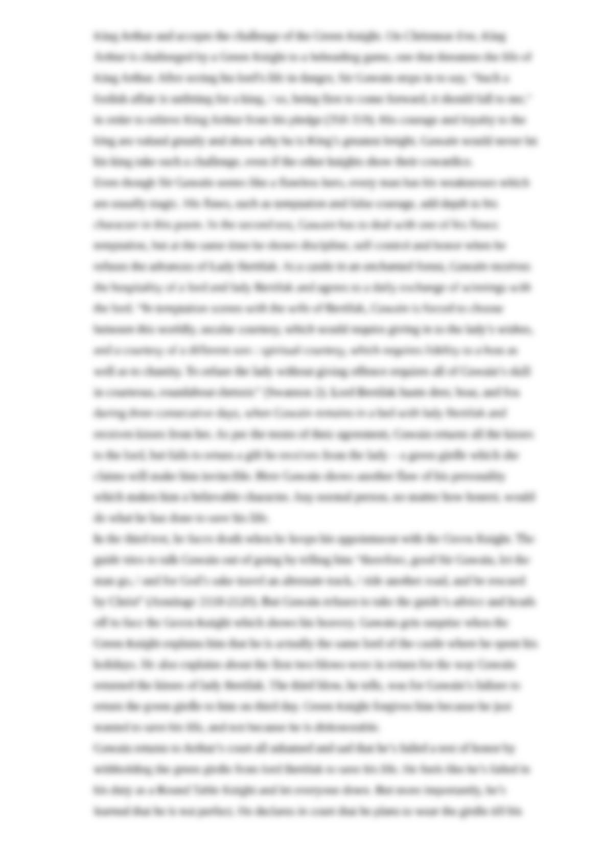 Sir gawain heroic qualities picture