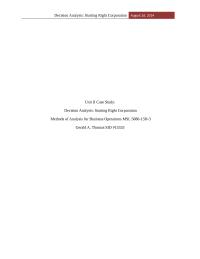 Decision Analysis: Starting Right Corporation