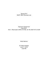 Signature Assignment: Case Brief Kerl vs. Rasmussen (2004)