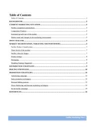 Netflix Case Table of