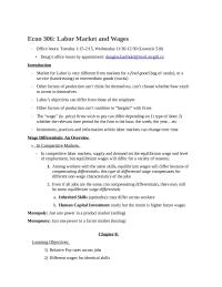 Econ 306: Labor Market and Wages